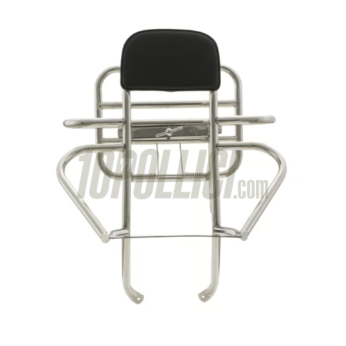 Rear luggage carrier COMFORT for Vespa PX, PE, with rest, with spare wheel holder - chrome