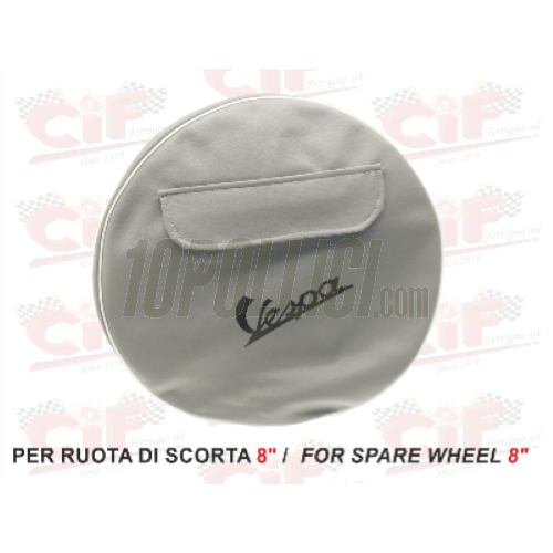 Spare wheel cover for 8" tyres, artificial leather, grey, with bag