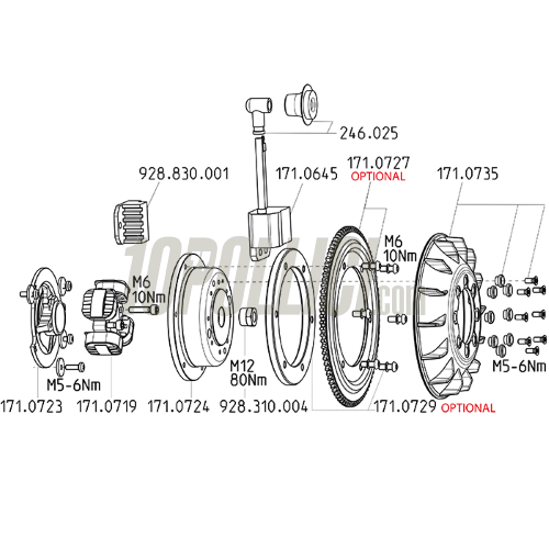 Additional flywheel mass for digital ignitions POLINI FOR RACE Vespa 50-125 PK, Ape - 500 gr
