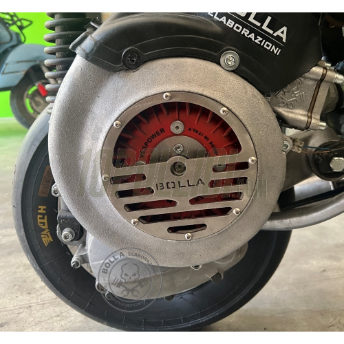 Die-cast aluminium flywheel cover Vespa 50, 90, 125 ET3 Primavera, PK S, SATIN - mod. "Classic Inox"