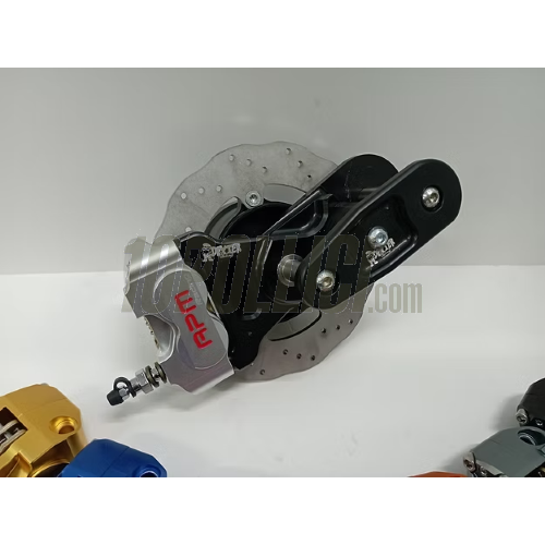 Kit freno a disco anteriore DEXTER RACING "Black Edition" Vespa 50 N, L, R, 90 - pinza argento