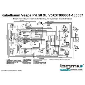 Cable harness BGM Vespa PK 50 XL FL, HP, with indicator, with elestart