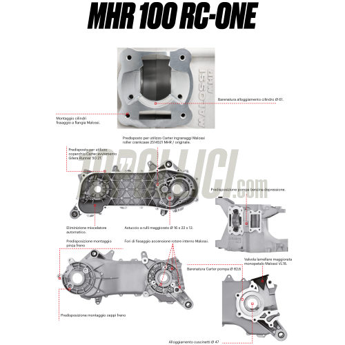 Carter motore completo MHR 100 RC-one (per motore PIAGGIO) 
