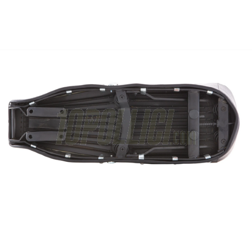 Seat Lambretta 125 LI 3°, LI S, 150 LI 3°, LI S, SX, 175 TV3°, 200 SX, black, with belt