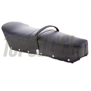 Seat Lambretta 125 LI 3°, LI S, 150 LI 3°, LI S, SX, 175 TV3°, 200 SX, black, with belt