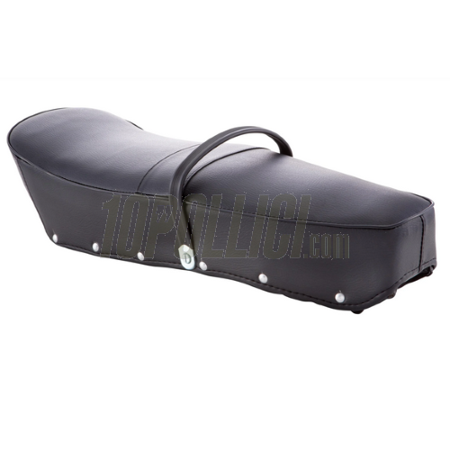 Seat Lambretta 125 LI 3°, LI S, 150 LI 3°, LI S, SX, 175 TV3°, 200 SX, black, with belt