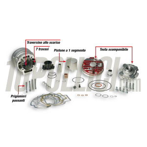 Kit cilindro MALOSSI MHR Ø 47,6 H2O per PIAGGIO 50cc 2-tempi LC, alluminio, monofascia, spinotto pistone Ø 12mm