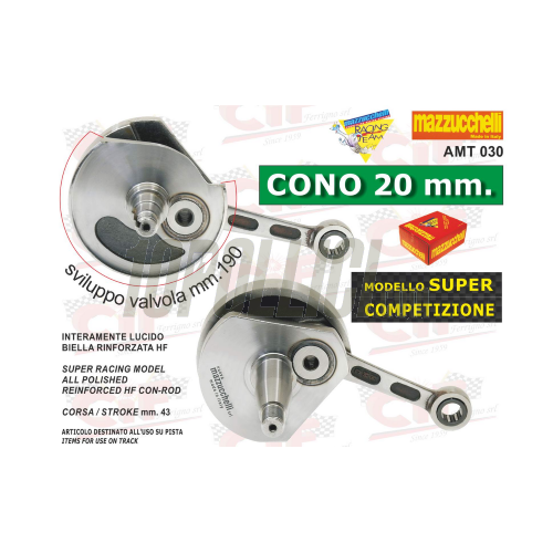 SUPER COMPETITION CRANKSHAFT MAZZUCCHELLI VESPA PK 50 XL CONROD HF CONE 20