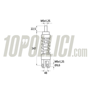 Rear shock absorber POLINI Vespa 50, Special, L, N, R, 90, 125 ET3 Primavera