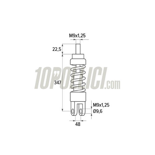 Rear shock absorber POLINI Vespa 50, Special, L, N, R, 90, 125 ET3 Primavera