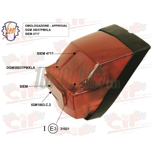 Fanale posteriore SIEM Vespa PX, PE 1 serie