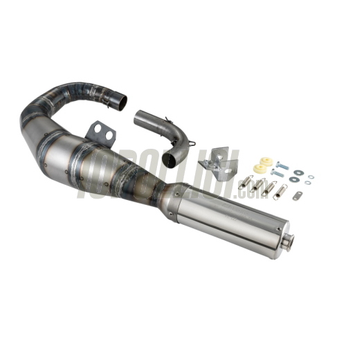 Espansione racing SIP PERFORMANCE Vespa PX125-150, Sprint, GTR, GT, TS, acciaio verniciato trasparente, silenziatore inox