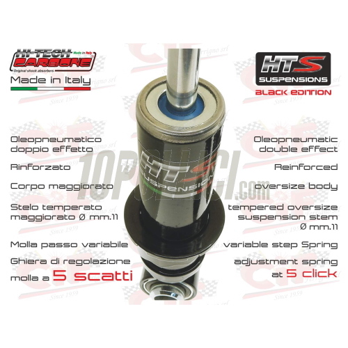 Front shock absorber CARBONE HTS Vespa Vespa 50, Special, 90, 125 Primavera, ET3, PK S - SPORT BLACK EDITION