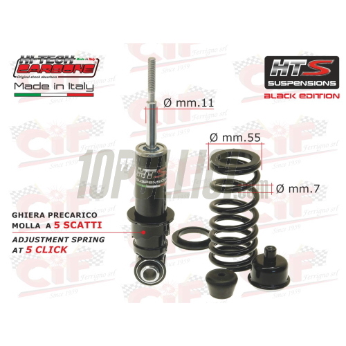 Front shock absorber CARBONE HTS Vespa Vespa 50, Special, 90, 125 Primavera, ET3, PK S - SPORT BLACK EDITION