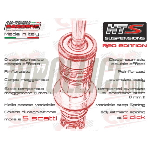 Front shock absorber CARBONE HTS Vespa Vespa 50, Special, 90, 125 Primavera, ET3, PK S - SPORT RED EDITION