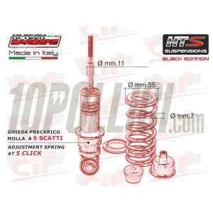 Front shock absorber CARBONE HTS Vespa Vespa 50, Special, 90, 125 Primavera, ET3, PK S - SPORT RED EDITION