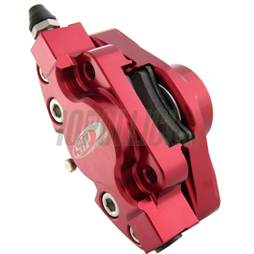 Brake caliper SIP 2 pistons Ø 31,5 mm, Vespa PX '98, MY, '11, kit GRIMECA - red anodized