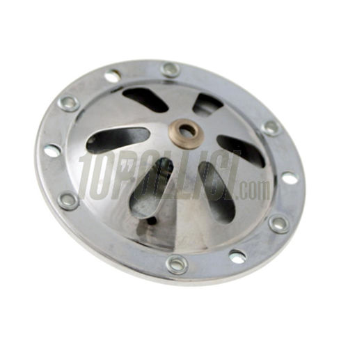 Horn for Vespa 150 VL3, VB1, Ø 72 mm, fixation: 4 holes, Volt: 6V DC, chrome, for models with battery