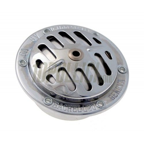 Horn for Vespa 125, Ø 72 mm, fixation: 4 holes, Volt: 6V AC, chrome, for models w/o battery