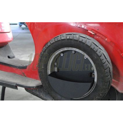 Luggage Box MRP spare wheel for Vespa PX, PE, Lusso, `98, MY, `11, T5, round, powdercoated, black