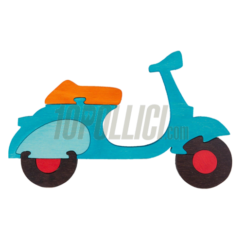 Puzzle "Vespa" in legno, l=200mm, h 122,0mm, 7 pezzi, fatto a mano in Italia