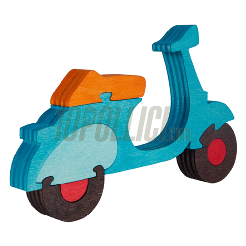 Puzzle "Vespa" in legno, l=200mm, h 122,0mm, 7 pezzi, fatto a mano in Italia