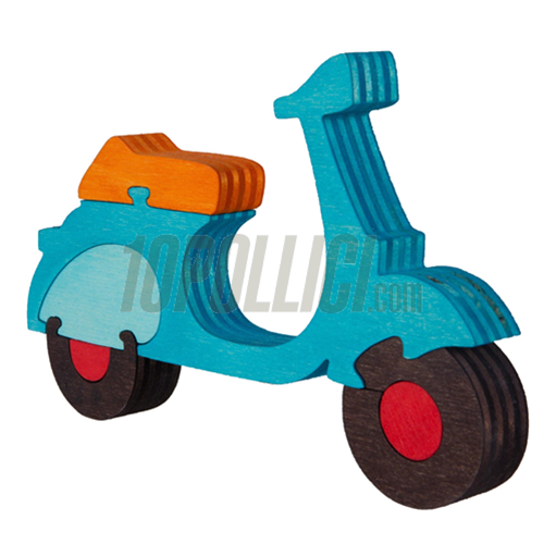 Puzzle "Vespa" in legno, l=200mm, h 122,0mm, 7 pezzi, fatto a mano in Italia