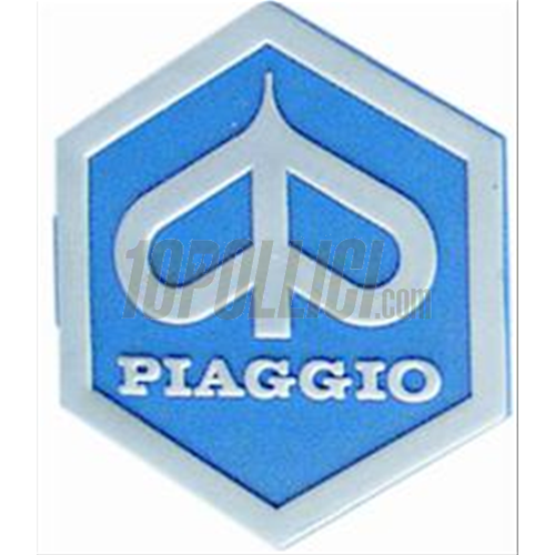 Emblem PIAGGIO Hexagon, horncover, for Vespa PK 50-125 XL, XL2, PX, Lusso, `98, T5, blue, 32x37mm, to plug