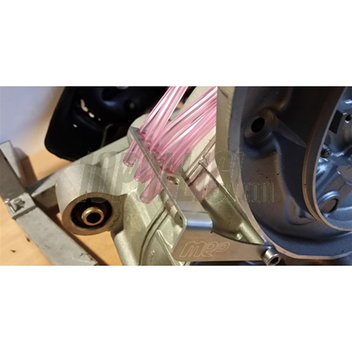 Holding Plate MRP overflow tubes, carburetor for Vespa VNA, VBA, TS, GT, Sprint, Super, 160 GS, 180 SS, Rally, PX, PE, Lusso, T5, Cosa, stainless steel, incl. tube (Ø 4mm/7mm)