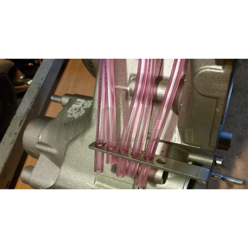 Holding Plate MRP overflow tubes, carburetor for Vespa VNA, VBA, TS, GT, Sprint, Super, 160 GS, 180 SS, Rally, PX, PE, Lusso, T5, Cosa, stainless steel, incl. tube (Ø 4mm/7mm)