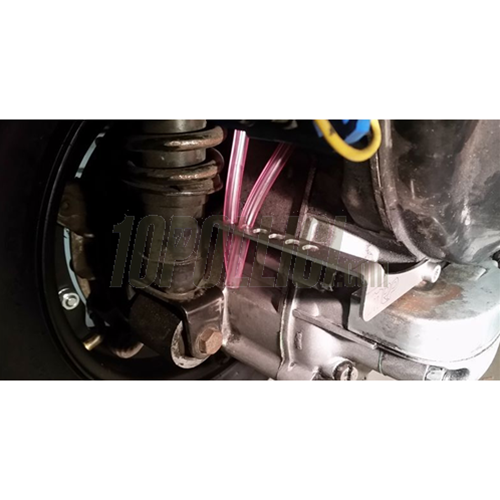 Holding Plate MRP overflow tubes, carburetor for Vespa VNA, VBA, TS, GT, Sprint, Super, 160 GS, 180 SS, Rally, PX, PE, Lusso, T5, Cosa, stainless steel, incl. tube (Ø 4mm/7mm)
