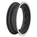 Alloy wheel rim SIP black with polished edge 3.00-11 tubeless Vespa GT, TS, GL, Sprint, Rally, PX, PE, T5, Cosa