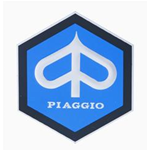 Emblem PIAGGIO Hexagon, horncover, for Vespa 50 N, S 1966 -> L, R, S, Special, 90, 125 ET3 Primavera, blue, aluminium, adhesive, 26 mm, for handlebar Vespa 125 GTR, TS, Sprint V., Rally 