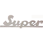Badge Super for legshield, Vespa Super - aluminium
